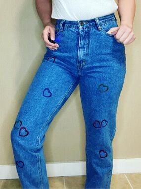 Vintage 80s/90s Chazzz High-Rise Heart Detail Women's 100% Cotton Jeans